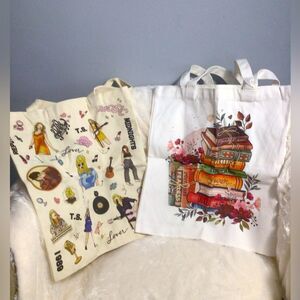 Taylor Swift Eras Tour set of Two 14.5” discography tote bags NWOT